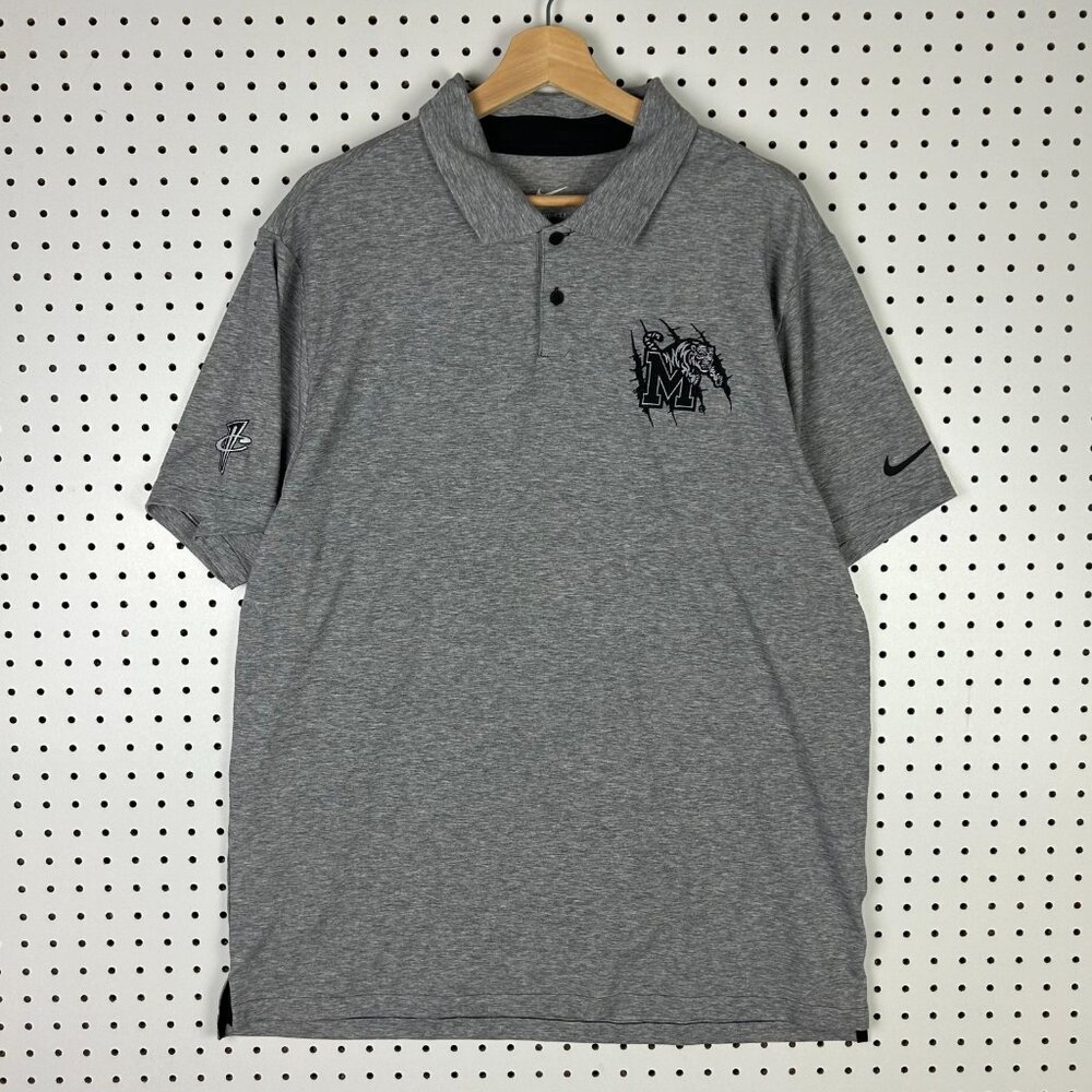 Nike 1 Cent Memphis Tigers Polo Large NWT Gray Basketball Penny Hardaway Logo‎